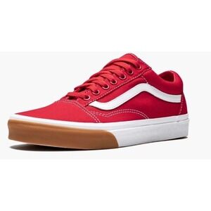 Vans Old Skool Sneaker Gum Toe Bumper Low Top 11 Mens Red Canvas Skateboard